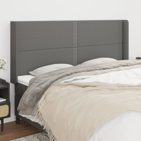 Headboard with dark gray fabric ears 163x16x118/128 cm by , Headboards and footboards - Ref: Foro24-3119447, Price: 110,55 €,...