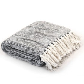 Navy blue cotton herringbone blanket 220x250 cm by vidaXL, Blankets - Ref: Foro24-245323, Price: 33,35 €, Discount: %