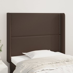 Headboard with brown synthetic leather ears 93x16x118/128 cm by , Headboards and footboards - Ref: Foro24-3119521, Price: 76,...