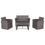 Set de muebles de jardín 4 pzas y cojines ratán sintético gris de vidaXL, Conjuntos de jardín - Ref: Foro24-44420, Precio: 33...