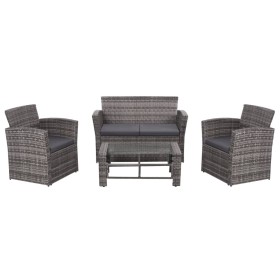 4-piece garden furniture set and gray synthetic rattan cushions by vidaXL, Garden sets - Ref: Foro24-44420, Price: 331,99 €, ...