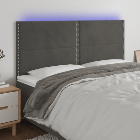 Headboard with LED lights dark gray velvet 160x5x118/128 cm by , Headboards and footboards - Ref: Foro24-3122339, Price: 128,...