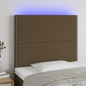 Headboard with LED lights dark brown fabric 80x5x118/128 cm by , Headboards and footboards - Ref: Foro24-3122261, Price: 67,9...