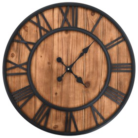 Reloj de pared vintage movimiento cuarzo madera metal 60 cm XXL de vidaXL, Relojes de pared - Ref: Foro24-50646, Precio: 59,6...