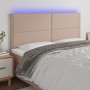 Headboard LED lights cappuccino synthetic leather 160x5x118/128cm by , Headboards and footboards - Ref: Foro24-3122385, Price...