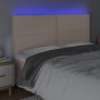 Headboard LED lights cappuccino synthetic leather 160x5x118/128cm by , Headboards and footboards - Ref: Foro24-3122385, Price...