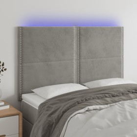 Cabecero con luces LED terciopelo gris claro 144x5x118/128 cm de , Cabeceros y pies de cama - Ref: Foro24-3122332, Precio: 12...