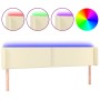 Cabecero con LED cuero sintético crema 163x16x78/88 cm de , Cabeceros y pies de cama - Ref: Foro24-3123194, Precio: 75,94 €, ...