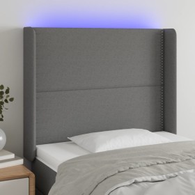 Dark gray fabric headboard with LED 93x16x118/128 cm by , Headboards and footboards - Ref: Foro24-3123891, Price: 74,35 €, Di...