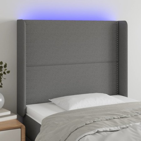 Cabecero con LED de tela gris oscuro 93x16x118/128 cm de , Cabeceros y pies de cama - Ref: Foro24-3123891, Precio: 74,33 €, D...