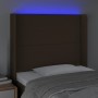 Headboard with LED in dark brown fabric 93x16x118/128 cm by , Headboards and footboards - Ref: Foro24-3123893, Price: 74,35 €...