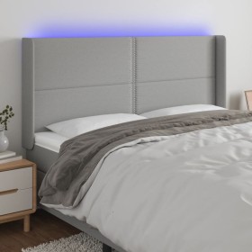 Light gray fabric headboard with LED 163x16x118/128 cm by , Headboards and footboards - Ref: Foro24-3123914, Price: 119,46 €,...