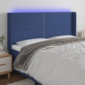 Blue fabric LED headboard 183x16x118/128 cm by , Headboards and footboards - Ref: Foro24-3123928, Price: 143,99 €, Discount: %