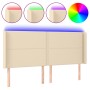 Cabecero con LED de tela color crema 203x16x118/128 cm de , Cabeceros y pies de cama - Ref: Foro24-3123935, Precio: 129,81 €,...