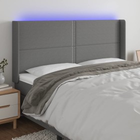 Cabecero con LED de tela gris oscuro 183x16x118/128 cm de , Cabeceros y pies de cama - Ref: Foro24-3123923, Precio: 125,26 €,...