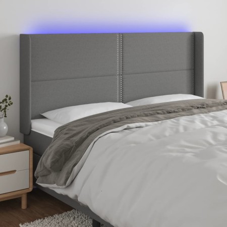 Dark gray fabric headboard with LED 183x16x118/128 cm by , Headboards and footboards - Ref: Foro24-3123923, Price: 125,16 €, ...