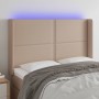 Headboard with LED cappuccino synthetic leather 147x16x118/128cm by , Headboards and footboards - Ref: Foro24-3124003, Price:...