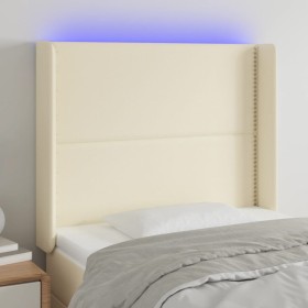 Headboard with LED cream synthetic leather 83x16x118/128 cm by , Headboards and footboards - Ref: Foro24-3123982, Price: 84,5...