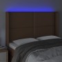 Cabecero con LED cuero sintético marrón 147x16x118/128 cm de , Cabeceros y pies de cama - Ref: Foro24-3124001, Precio: 136,65...