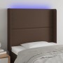 Cabecero con LED cuero sintético marrón 93x16x118/128 cm de , Cabeceros y pies de cama - Ref: Foro24-3123989, Precio: 83,50 €...