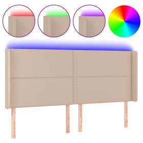 Kopfteil mit LED-Cappuccino-Kunstleder 183x16x118/128cm von , Kopf- und Fußteile - Ref: Foro24-3124015, Preis: 142,20 €, Raba...