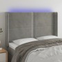 Light gray velvet headboard with LED 147x16x118/128 cm by , Headboards and footboards - Ref: Foro24-3123956, Price: 119,46 €,...