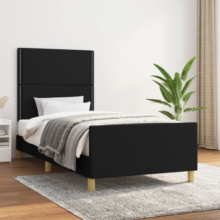 Bed frame with black fabric headboard 90x200 cm by , Beds and slatted bases - Ref: Foro24-3124946, Price: 134,01 €, Discount: %