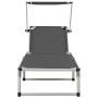 Tumbona plegable con techo aluminio y textileno gris de vidaXL, Tumbonas - Ref: Foro24-44335, Precio: 104,77 €, Descuento: %