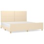 Estructura de cama con cabecero de tela color crema 200x200 cm de , Camas y somieres - Ref: Foro24-3125005, Precio: 231,61 €,...