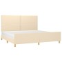 Estructura de cama con cabecero de tela color crema 200x200 cm de , Camas y somieres - Ref: Foro24-3125005, Precio: 231,61 €,...