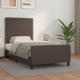 Bed frame with headboard brown synthetic leather 90x190cm by , Beds and slatted bases - Ref: Foro24-3125485, Price: 162,99 €,...