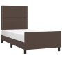 Estructura de cama con cabecero cuero sintético marrón 90x190cm de , Camas y somieres - Ref: Foro24-3125485, Precio: 162,99 €...