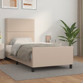 Estructura de cama cabecero cuero sintético capuchino 90x190 cm de , Camas y somieres - Ref: Foro24-3125487, Precio: 158,99 €...