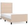 Estructura de cama cabecero cuero sintético capuchino 90x200 cm de , Camas y somieres - Ref: Foro24-3125493, Precio: 163,70 €...