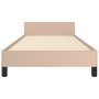 Cappuccino synthetic leather headboard bed frame 90x200 cm by , Beds and slatted bases - Ref: Foro24-3125493, Price: 163,68 €...