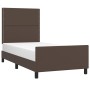 Estructura de cama con cabecero cuero sintético marrón 90x200cm de , Camas y somieres - Ref: Foro24-3125491, Precio: 153,59 €...