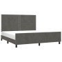 Bed frame with dark gray velvet headboard 160x200 cm by , Beds and slatted bases - Ref: Foro24-3125703, Price: 238,77 €, Disc...