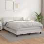 Box spring bed with white synthetic leather mattress 140x190 cm by , Beds and slatted bases - Ref: Foro24-3127248, Price: 460...