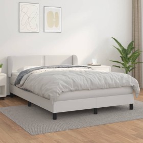 Box spring bed with white synthetic leather mattress 140x190 cm by , Beds and slatted bases - Ref: Foro24-3127248, Price: 460...