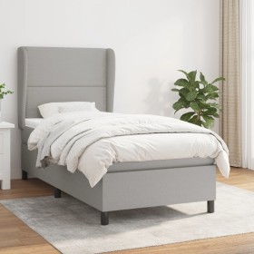 Box spring bed with light gray fabric mattress 80x200 cm by , Beds and slatted bases - Ref: Foro24-3127837, Price: 321,65 €, ...