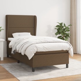 Cama box spring con colchón tela marrón oscuro 90x200 cm de , Camas y somieres - Ref: Foro24-3127856, Precio: 378,32 €, Descu...