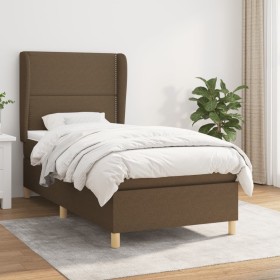 Cama box spring con colchón tela marrón oscuro 90x190 cm de , Camas y somieres - Ref: Foro24-3128408, Precio: 369,95 €, Descu...