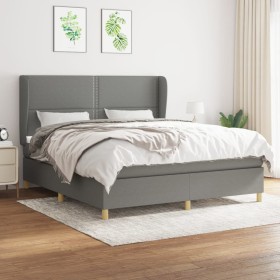 Cama box spring con colchón tela gris oscuro 180x200 cm de , Camas y somieres - Ref: Foro24-3128462, Precio: 616,99 €, Descue...