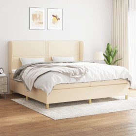 Box spring bed with cream fabric mattress 200x200 cm by , Beds and slatted bases - Ref: Foro24-3128474, Price: 682,20 €, Disc...