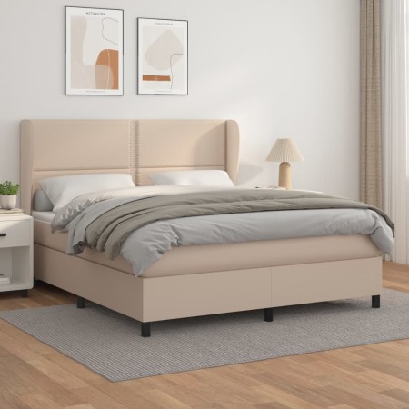 Boxspringbett mit Cappuccino-Kunstledermatratze 160x200cm von , Betten und Lattenroste - Ref: Foro24-3128984, Preis: 584,43 €...