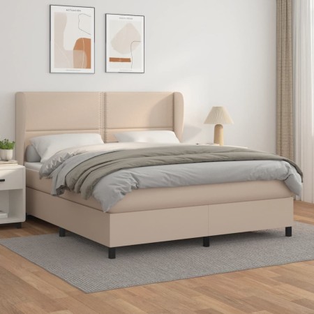 Box spring bed with cappuccino synthetic leather mattress 180x200cm by , Beds and slatted bases - Ref: Foro24-3128990, Price:...