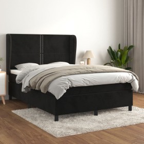 Box spring bed with black velvet mattress 140x190 cm by , Beds and slatted bases - Ref: Foro24-3129149, Price: 505,71 €, Disc...