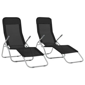 Folding sun loungers 2 units black textilene by vidaXL, Loungers - Ref: Foro24-44338, Price: 95,14 €, Discount: %