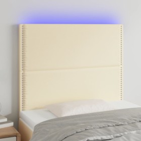 Cabecero con luces LED cuero sintético crema 90x5x118/128 cm de , Cabeceros y pies de cama - Ref: Foro24-3122364, Precio: 75,...