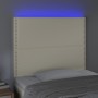 Kopfteil mit LED-Leuchten, cremefarbenes Kunstleder, 90 x 5 x 118/128 cm von , Kopf- und Fußteile - Ref: Foro24-3122364, Prei...